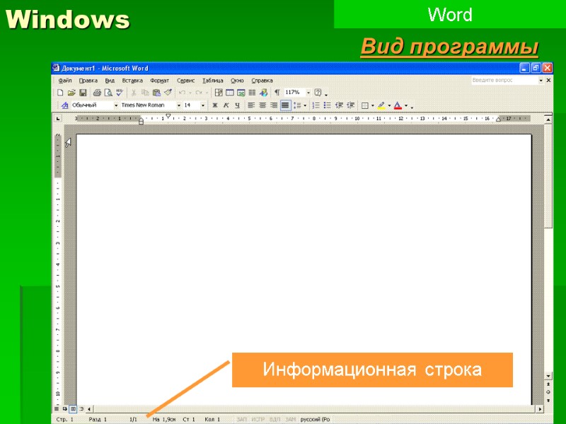 6 Windows Word Вид программы Информационная строка
